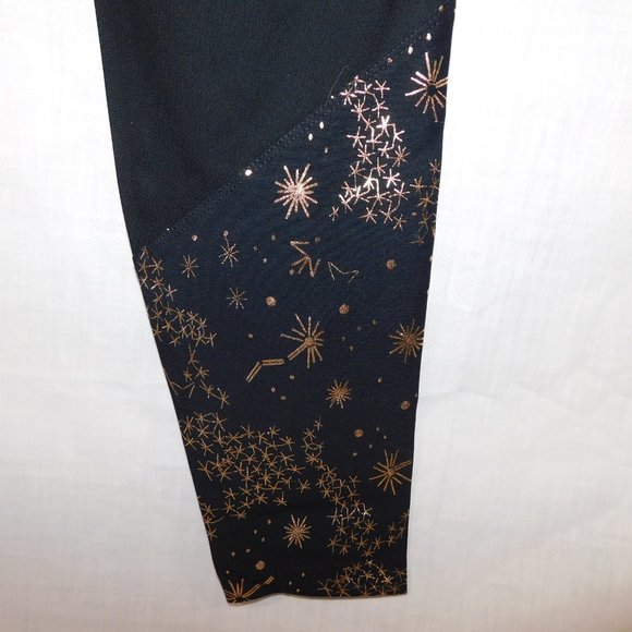 ASKYA Womens S Black Gold Constellations Space Activewear Leggings Cropped - Picture 16 of 16
